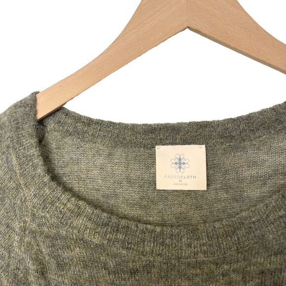 Faded Cloth Peru Baby Alpaca Knit Boatneck Gray Pullover Sweater Medium - Picture 5 of 10